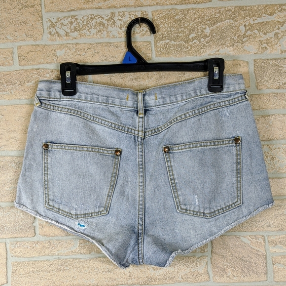 FREE PEOPLE Destroyed High Rise Denim Shorts - Picture 2 of 9